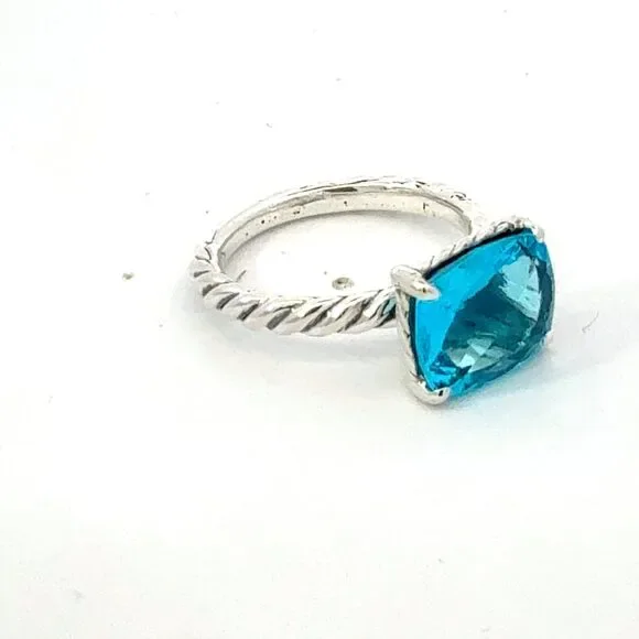 David Yurman Blue Topaz Ring Size 7 Silver Estate DY745 - Picture 4 of 5